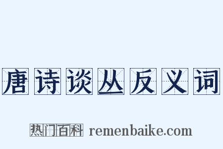 唐诗谈丛反义词是什么意思的图片